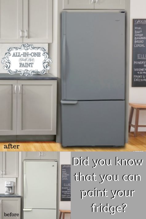 painted fridge painted refrigerator chalk paint fridge chalk painted refrigerator how to paint a fridge how to paint a refrigerator making fridge match cabinets how to paint a dishwasher chalk paint dishwasher halk paint projects homemade chalk paint rustoleum chalked paint chalked paint diy chalk paint make your own chalk paint painted furniture how to chalk paint using chalk paint on furniture how to make chalk paint painting with chalk paint how to use chalk paint Chalk Paint Refrigerator, Chalk Paint Fridge, How To Paint A Fridge Diy, Painting A Fridge Diy, Refrigerator Painting Ideas, Painting Refrigerator Diy, Painted Refrigerator Diy, How To Paint Appliances, How To Paint A Fridge