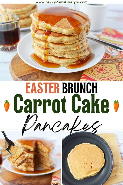 Carrot Cake Pancakes Cake Mix Carrot Cake, Carrot Pancakes, Moist Spice Cake, Carrot Cake Pancakes, Cake Pancakes, Gingerbread Pancakes, Brunch Spread, Sweet Carrot, Raw Carrots