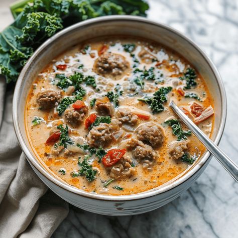 Instant Pot Keto Tuscan Soup - Recipes, Tasks & Tools Keto Tuscan Soup, Tuscan Soup, Hot Italian Sausage, Bowl Of Soup, Dried Tomatoes, Breakfast Lunch Dinner, Italian Sausage, Sun Dried Tomato, How To Dry Oregano