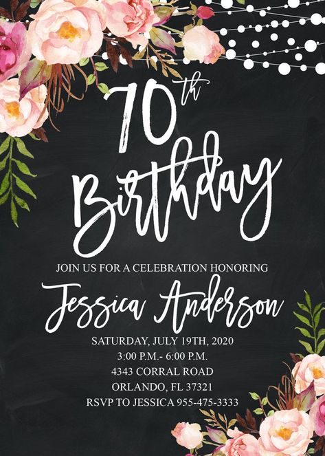 70th Birthday Ideas For Mom, December Birthday Parties, Donut Invitation, Winter Birthday Invitations, 90th Birthday Invitations, Winter Invitations, Using Phone, 70th Birthday Invitations, Floral Birthday Invitations