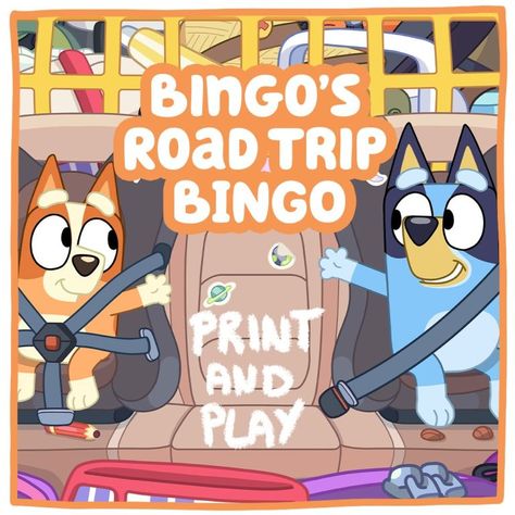 Bingo's road trip Bingo - Bluey Official Website Bingo Bluey, Road Trip Bingo, Commercial Website, Travel Printables, Bluey Bingo, Family Of 6, Free Printable Activities, Road Trip Games, Bingo Games