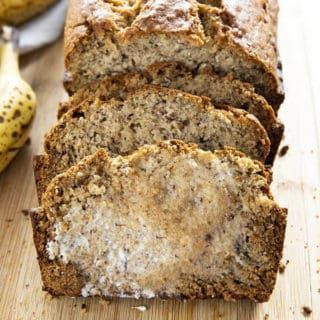 Best Banana Bread Recipe - The Salty Marshmallow Applesauce Desserts, 4 Banana Bread Recipe, Banana Bread With Applesauce, The Salty Marshmallow, Salty Marshmallow, Eating On A Dime, Banana Bread Recipe Moist, Homemade Banana Bread, Moist Banana Bread