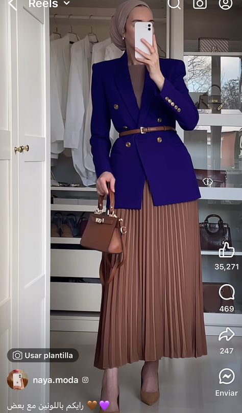 Office Fall Outfits Women, Chic Hijab Style, Fall Sunday Outfit Church, Modest Fall Skirt Outfits, Olive Green And Red Outfit, Modest Work Outfits Office Attire, Blazer Outfits With Skirt, Stylish Skirts Classy, Brown Color Palette Outfit