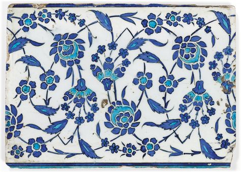 An Iznik Pottery Tile   Ottoman Turkey, Circa 1530 Iznik Pottery, Islamic Tiles, Iznik Tile, Turkish Tile, Turkish Tiles, Art Nouveau Tiles, Antique Tiles, Turkish Ceramics, Talavera Tiles