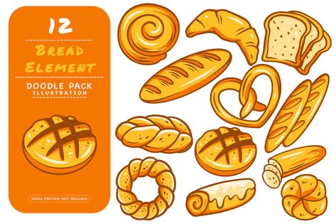 Bread Doodle, Mango Float, Illustration Example, Food Doodles, Element Illustration, Concept Map, Spongebob Wallpaper, Food Painting, Felt Food