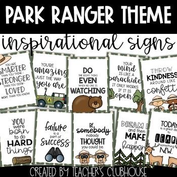 If you are looking for ranger-themed classroom decor or resources, you may also be interested in my:Park Ranger Classroom Theme SetPark Ranger Theme Extension PackYou can purchase my COMPLETE Park Ranger Bundle which includes both packs above along with a digital add-on pack and these inspirational signs at a special discount.This resource contains a PDF of 10 inspirational signs to match your theme!  The sayings include:1) You Are Smarter Than You Think, Stronger Than You Seem, Loved More Than Park Theme Classroom, National Parks Themed Classroom, National Park Classroom Theme, Ranger Station Decor, Hiking Themed Classroom, Park Ranger Nursery, Forest Theme Classroom, Camping Classroom, Camping Theme Classroom