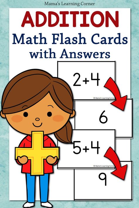 Practice basic addition math facts with this set of free math flash cards! Includes answers to print front-to-back to make true flash cards. Addition Math Facts, Addition Flashcards, Math Flash Cards, Math Fact Practice, Learning Corner, Play Math, Math Pages, Basic Addition, Handwriting Worksheets