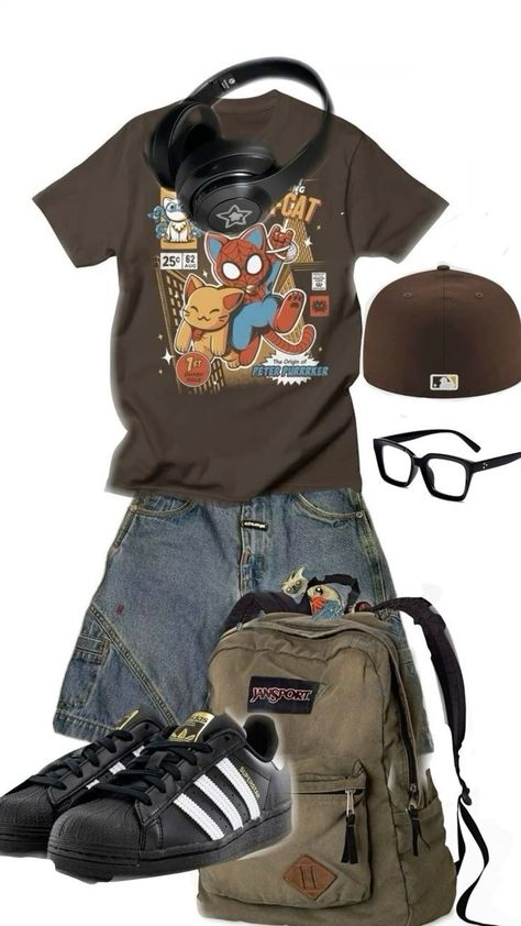 Jansport Bag, Spiderman Outfit, Street Style Outfits Casual, Baggy Outfit Ideas, Silly Clothes, Bag Y2k, Baggy Clothes, Outfit Inspo Casual, Tomboy Style Outfits