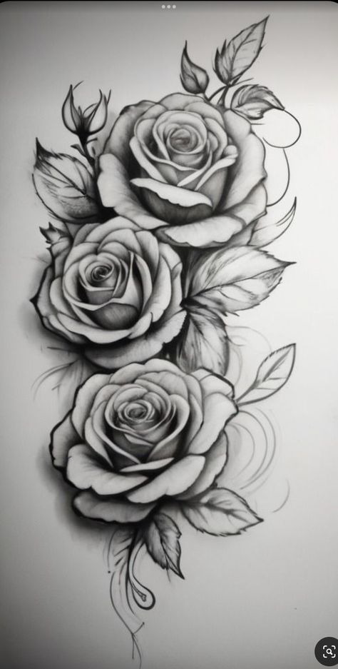 Roses Tattoo Design, Realistic Flower Tattoo, Cute Thigh Tattoos, Realistic Rose Tattoo, Rose Tattoo Sleeve, Rose Tattoos For Men, Rose Tattoos For Women, Feather Tattoo Design, Roses Tattoo