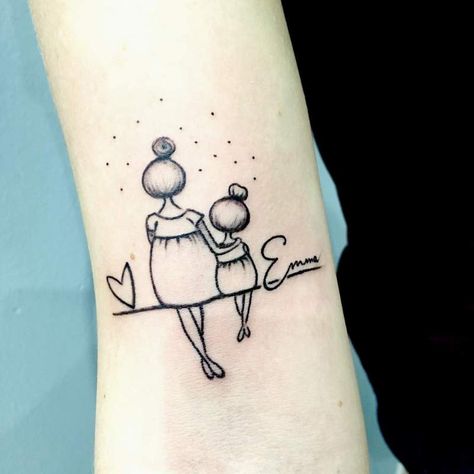 Mother and Baby Tattoos #tattoos #tattoosforwomen #motherdaughtertattoo Arm Template, Mother And Baby Tattoo, Tattoo Horse, Mom Daughter Tattoos, Baby Name Tattoos, Tattoo Tiny, Tattoo Diy, Tattoo Meanings, Tattoo Wrist