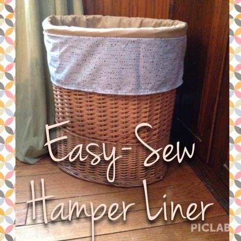 Katie's Farm: Easy-Sew Hamper Liner Fabric Basket Liners, Hamper Diy, Diy Laundry Basket, Wicker Laundry Hamper, Wicker Hamper, Diy Home Projects, Cute Sewing Projects, Basket Liners, Hamper Basket