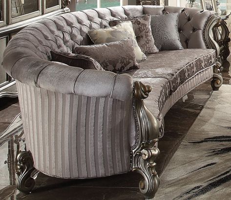 Jazmin Configurable Living Room Set Two Accent Chairs, Chic Living Room Furniture, Silver Sofa, Sofa Velvet, Shabby Chic Room, Rolled Arm Sofa, Curved Sofa, Circular Design, Sofa Upholstery