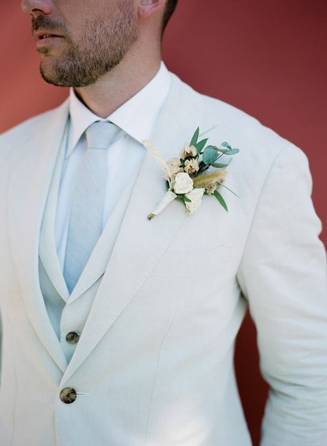 Groom Spring Suit, White Suit Blue Tie, White Suit With Light Blue Tie, Tan Suit Blue Tie, Pastel Tuxedo Men, White Suit With Blue Tie, Light Blue Tux, Midnight Chronicles, Pale Blue Suit