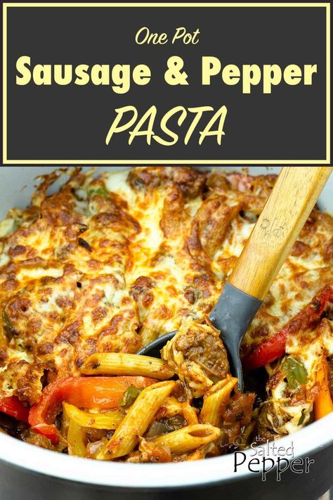 Meal With Sausage, Sausage Peppers Pasta, Pasta Pressure Cooker, One Pot Sausage, Peppers Pasta, Sausage And Peppers Pasta, Ninja Cooking System Recipes, Lemon Garlic Pasta, Sausage Peppers