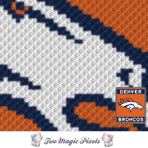 Denver Broncos Big Logo crochet blanket pattern; c2c, cross stitch graph; pdf Denver Broncos Crochet Pattern Free, Big Logo Design, Cross Stitch Plastic Canvas, Two Magic Pixels, Cross Stitch Graph, C2c Graph, Sc Crochet, Plastic Canvas Books, Crochet Graph