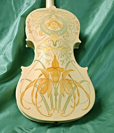 Art Nouveau Paintings | Home Harpsichords Instruments Murals Furniture Miscellany Papers Roses ... Painted Violin, Violin Art, Violin Design, Instruments Art, Hey Diddle Diddle, Electric Violin, Learn Violin, Cheap Guitars, Guitar Painting