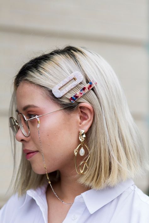 37 Fall Hairstyles You’ll Want to Copy Immediately Barrettes Hairstyles, Cute Hair Pins, Granny Glasses, Beaded Sunglasses, Milkmaid Braid, Glasses Chains, Fall Hair Trends, Sunglasses Strap, Beauty Parlor