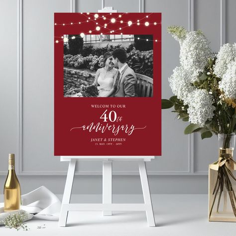 Ruby Themed Anniversary Party, 40th Ruby Anniversary Party Ideas, Ruby Party Decorations, 40th Anniversary Decor, 40th Wedding Anniversary Party Ideas Ruby Red, Red Anniversary Decorations, Ruby Wedding Anniversary Decorations, 40 Wedding Anniversary Ideas, Ruby Anniversary Party Ideas