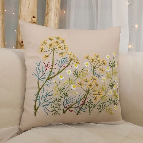 EmbroTopia Plastic Embroidery, Embroidery Beginner, Diy Cushion Covers, Modern Embroidery Kit, Beginner Embroidery Kit, Pillow Embroidery, Floral Cushion Covers, Diy Embroidery Kit, Cross Stitch Pillow