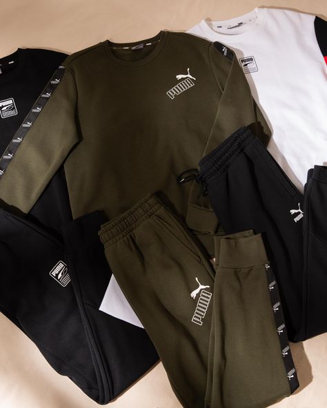 PUMA Khaki Side Tape Logo Tracksuit £79.98 PUMA Black Colour Block Logo Tracksuit £79.98 PUMA White Colour Block Logo Sweatshirt £39.99 Puma Outfits, Puma Tracksuit, Block Logo, Libra Love, Puma White, Logo Sweatshirt, White Colour, Black Colour, Colour Block