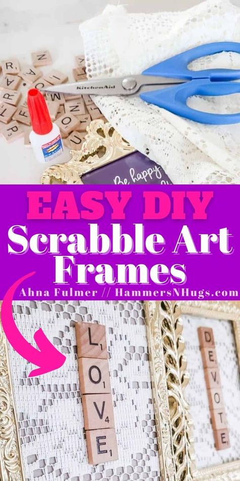 Customize and create a meaningful DIY Scrabble art frame for your home using these common household materials. Tap on this pin to get this DIY and more with Ahna Fulmer // HammersNHugs.com. #diyproject #craft #diydecor Scrabble Letter Crafts Diy Projects, Scrabble Wall Art Diy, Scrabble Tile Crafts Diy, Diy Scrabble, Scrabble Letter Crafts, Scrabble Art Frame, Scrabble Tile Crafts, Scrabble Tile Wall Art, Scrabble Wall Art