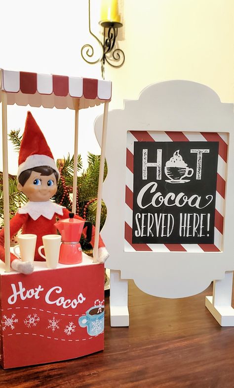 Elf On The Shelf Ideas Restaurant, Hot Cocoa Elf On The Shelf, Hot Cocoa Bar Printables, Elf Hot Chocolate, Hot Cocoa Bar Party, Hot Cocoa Printable, Hot Chocolate Bar Printable, Hot Cocoa Stand, Hot Cocoa Party