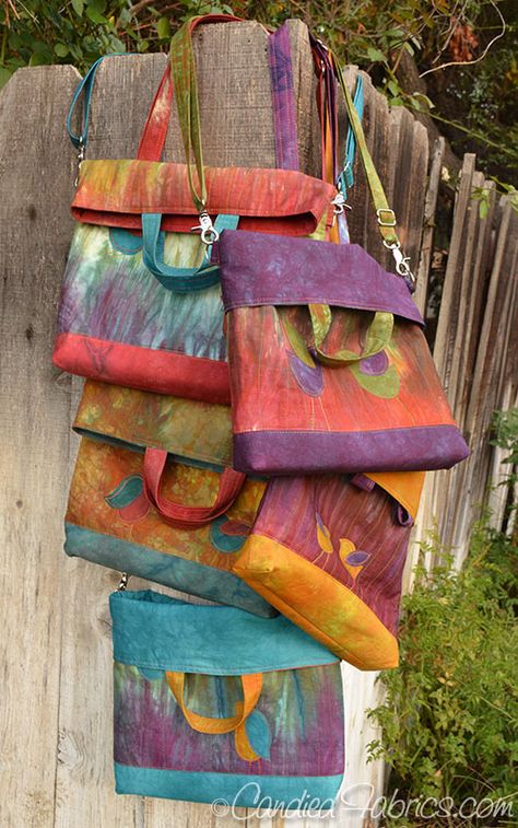 New Convertible Totes in my Autumn Splendor Palette ~ Colorway & Fabric pairing inspiration. Boo Bags, Japanese Boro, Convertible Tote Bag, Bags Sewing, Textile Bag, Sewing Purses, Carpet Bag, Hand Dyed Fabric, Patchwork Bags