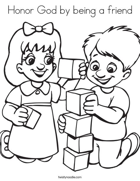 Honor God by being a friend Coloring Page - Twisty Noodle Preschool Friendship, Kindergarten Coloring Pages, Preschool Coloring Pages, Thankful For Friends, School Coloring Pages, Quote Coloring Pages, Summer Coloring Pages, Hello Kitty Coloring, Baby Unicorn