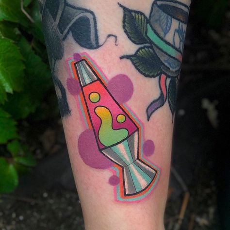 1,788 Likes, 39 Comments - Lindsee Bee ❁ (@lindseebeetattoo) on Instagram: “lava lamps are the jam 💞” Lava Lamp Tattoo, Halloween Tattoo Flash, Tattoos Funny, Hexagon Tattoo, Lamp Tattoo, Uv Tattoo, Food Tattoos, Pink Tattoo, Finger Tats