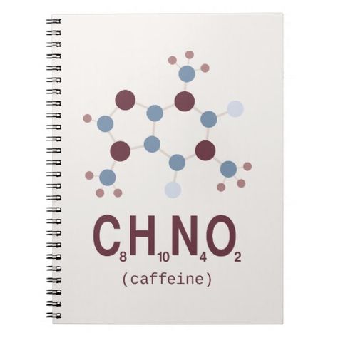 Caffeine Chemical Formula Spiral Notebook Lovers Background, Caffeine Drinks, Scratch Paper, Chemical Formula, Writing Tools, Corner Designs, Coffee Love, Coffee Lover Gifts, Custom Posters