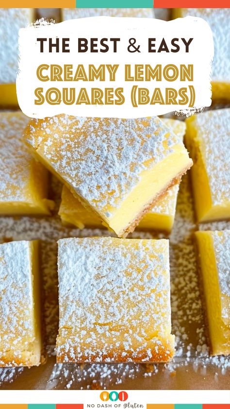 Lemon Squares Easy, Creamy Lemon Squares, Creamy Lemon Bars, Lemon Squares Recipe, Dessert Squares, Lemon Squares, Square Recipes, Lemon Dessert Recipes, Lemon Filling