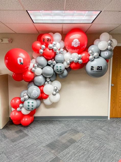 Ohio State Football Party, Ohio State Party, Football Balloons, Buckeye Baby, Ohio State Football, Football Party, Championship Game, National Championship, Balloon Garland