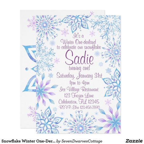 Snowflake Theme Party, Winter Wonderland Birthday, Frozen Birthday Invitations, Winter Onederland Birthday, Snow Much Fun, Winter Onederland, Winter Birthday, Frozen Birthday Party, 1st Birthday Invitations