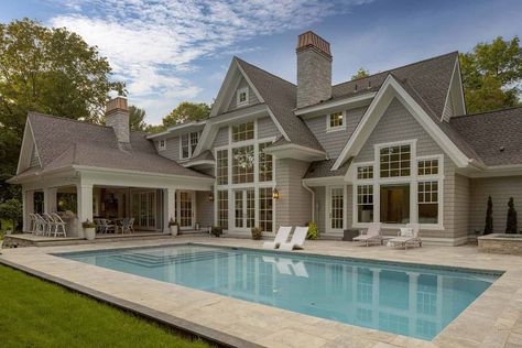 Dream Home Tour: Inside a striking coastal cape cod design in Minnesota Cape Cod Mansion, Cape Cod Design, Wayzata Minnesota, Cape Cod House Exterior, Cape Cod Style, Cape House, Urban Farmhouse, Cape Cod House, Home Addition