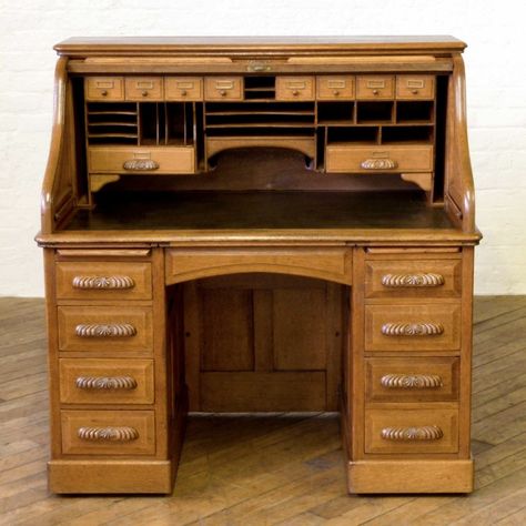 http://www.sellingantiques.co.uk/475527/edwardian-oak-roll-top-desk/ Antique Desks, Old Desks, Roll Top Desk, Antique Desk, Roll Top, Corner Desk, Limited Editions, Woodworking, Rolls