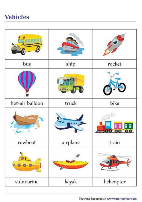 Means of Transportation Chart Transportation Chart, Transport Pictures, Transportation Preschool Activities, Transportation Worksheet, Preschool Pictures, Means Of Transport, Transportation Preschool, English Worksheet, Diy Tutu