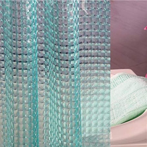 Amazon.com: Teal Waterproof PEVA Plastic Shower Curtain Liner Heavy Duty No Chemical Smell 12 Rustproof Grommets Holes with 12 C Hooks 72 x 72 inches : Home & Kitchen Bathtub Liners, Teal Shower Curtains, Rich Bathroom, Teal Bathroom, Plastic Shower, Plastic Shower Curtain, Shower Rods, Chemical Substances, Shower Curtain Liner