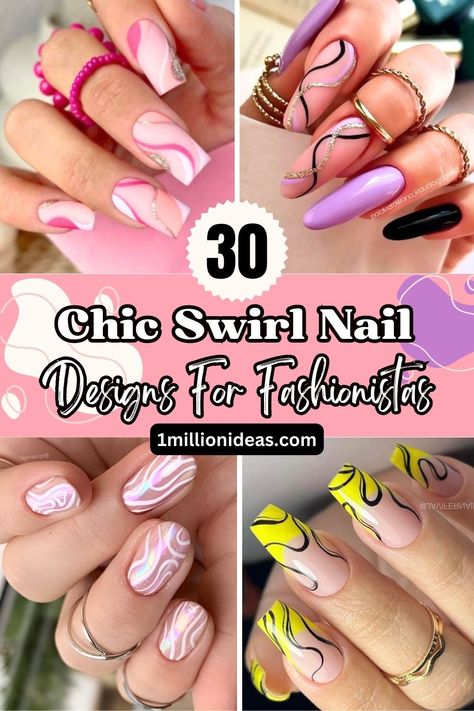 30 Chic Swirl Nail Designs For Fashionistas Nails Design Lines Ideas, Nails With Swirl Designs, Simple Swirl Nail Designs, Nail Designs With Swirls, Nail Art Swirls Design, Nail Swirl Designs, Nail Swirls, Nail Designs With Lines, Swirly Nail Designs