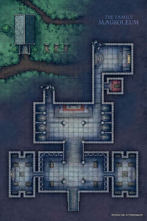 5e Battle Map, Family Mausoleum, Roll20 Maps, Pathfinder Maps, Dnd World Map, Building Map, Battle Map, Fantasy World Map, Tabletop Rpg Maps