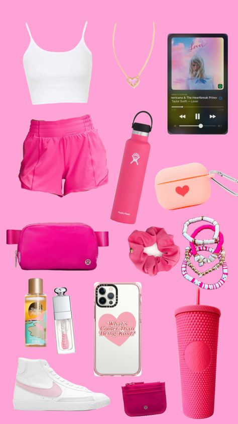 #pink #workout #gym #excersize #preppy #hotpink #vibes #lover #swiftie #taylorswift #outfitinspo Pink Workout, Workout Gym, Create Collage, Creative Play, Taylor Swift, Hot Pink, Cut Out, Gym, Outfit Inspo