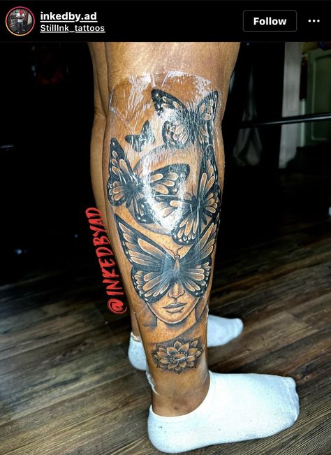 Leg Tattoos Women Lower Calf Unique, Bottom Leg Tattoo, Lower Leg Tattoos Women Calves, Tattoo Leg Sleeve For Women, Side Calves Tattoos For Women, Lower Leg Tattoos Women, Side Leg Tattoo, Calf Tattoos For Women, Cute Shoulder Tattoos