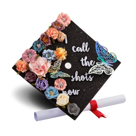 PRICES MAY VARY. 3D Butterfly Graduation Cap Topper : graduation cap decorations featuring lifelike premium 3D butterfly, flowers and embroidered letter on black glitter board, it fits standard-size graduation cap perfectly, ensuring you stand out on your special day. Easy To Install: Our graduation cap cover attaches to the graduation hat effortlessly in seconds. Each graduation hat topper features a peel & stick base with a secure, pre-cut buttonhole, ensuring a sturdy fit that lasts. Meaningf Butterfly Graduation Cap, Graduation Hat Toppers, Graduation Cap Decoration Nursing, Grad Cap Topper, Nurse Graduation Cap, Grad Cap Decorated, Grad Caps, Cap Decoration, Graduation Cap Toppers