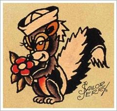 Little skunk <3 American Traditional Badger Tattoo, Traditional Skunk Tattoo, Skunk Tattoo Simple, Traditional Squirrel Tattoo, Skunk Tattoo, Sailor Jerry Owl Tattoo, Sailor Jerry Flash, Sailor Jerry Tattoo Flash, Sailor Tattoos