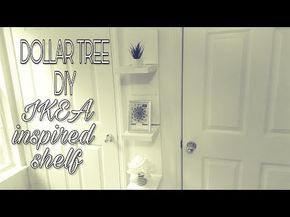 DOLLAR TREE DIY:IKEA INSPIRED SHELF - YouTube Diy Dollar Tree Bathroom Shelf, Dollar Tree Wall Shelves Diy, Dollar Tree Floating Shelves, Dollar Tree Shelf Diy, Plus Size Online Stores, Makeup Room Diy, Mirrored Shelves, Dollar Tree Mirrors, Tree Mirror