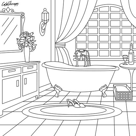 Beautiful Bath House Colouring Pages, Coloring Apps, Cute Coloring Pages, Color Therapy, Coloring Book Pages, Free Coloring Pages, Colouring Pages, Adult Coloring Books, Coloring Sheets