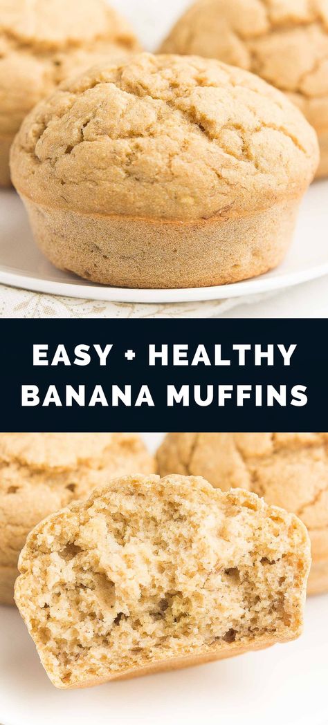 Banana Muffins No Egg, Banana Muffins Small Batch, Small Batch Muffins, Low Calorie Banana Muffins, Low Fat Banana Muffins, Easy Healthy Banana Muffins, Healthy Banana Muffins Recipe, Banana Muffins No Sugar, Muffins Small Batch