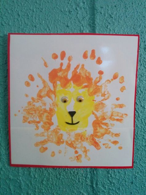 L For Lion Craft, Letter L Handprint Craft, Lion Handprint Craft, Preschool Habitats, Africa Preschool, Lion Handprint, Africa Jungle, L Is For Lion, Alphabet Journal