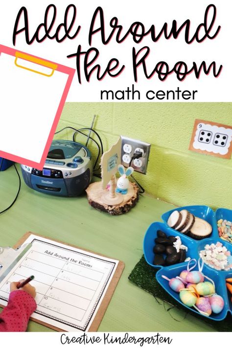 Get students moving around the classroom with this math write-the-room activity that will have students engaged and practicing their addition skills. A fun math center for your kindergarten classroom. #writetheroom #kindergarten #math #creativekindergarten Differentiation Math, Math Centers Kindergarten, Math Writing, Teacher Activities, Classroom Centers, Kindergarten Centers, Kindergarten Math Activities, Kindergarten Resources, Math Concepts