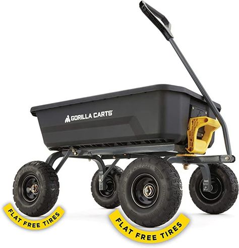 Gorilla Carts garden dump cart that can hold up to 4 CU FT makes transporting materials around the garden so much easier. has No flat tires and can hold up to 600lbs. (paid link) Gorilla Cart, Knockout Roses Care, Best Gifts For Gardeners, Yard Cart, Best Wagons, Dump Cart, Knockout Roses, Beach Wagon, Utility Wagon