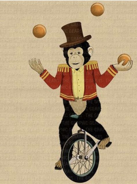 Clip Art Animals, Monkey Clipart, Circus Illustration, Clown Images, Circus Monkey, Animals Monkey, Circus Clowns, Circus Vintage, Circus Crafts